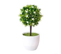 Low-Care Artificial Flower Display in Classic Pot Form for Living Room, Office, or Entryway Interior Enhancement (White)