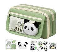 LOW CASE CACKE STAIN PACK with a Panda Animal Design, Lots of Storage with Large Capacity and Zipper | Multifunctional Pen Holder for Pens, Markers, Pencils, green, Please refer to the