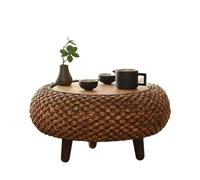 Low Coffee Table,Handmade Round Rattan Side Table Tea Table With Storage Log Vintage Style Furniture Perfect For Living Room Balcony Windowsill Japanese Restaurant Cafe Picnic