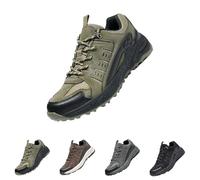 Low-Cut Hiking Shoes and Outdoor Shoes (Approach Shoe), Men's Waterproof and Lightweight Hiking Shoes with Breathable Mesh Upper Material and Non-Slip Outsole, Trekking Shoes, Green, 8 UK