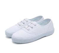 Low Cut Slip-On White Canvas Sneakers for Boys & Girls, Back to School Skateboarding Toddler Little Kid Fashion