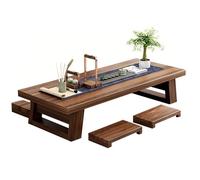 Low Dining Table with 4 Stools, Rectangular Solid Wood, 661lbs Load Capacity, Ideal for Living Room and Reception Rooms, 120x60x35cm
