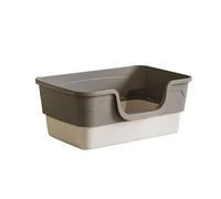 Low Entry Giant Premium Cat Tray, Open Top Kitty Potty, with High Sided Enclosure, Plastic Litter Box for Small to Large Cats(Grey)