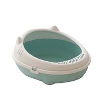 Low Entry Kitty Potty, Open Large Litter Box, with Filter Pedal and Buckles, Top Entry Cat Toilet for Kittens and Big Cats(Blue,42cm)