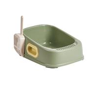 Low Entry Kitty Potty, Top Opening Cat Toilet, with Litter Scoop and Filter Pedal, Indoor Litter Tray for Big Cats and Multi Cat Households(Green,38cm)