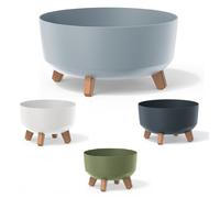 Prosperplast Low Flower Pot with Removable Legs Incl. Insert for Indoor and Outdoor Use Planter Round Plastic UV-resistant (380mm, Light Gray)