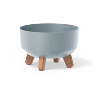 Prosperplast Low Flower Pot with Removable Legs Incl. Insert for Indoor and Outdoor Use Planter Round Plastic UV-resistant (380mm, Light Gray)