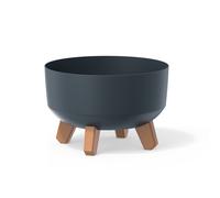 Prosperplast Gracia Low Flower Pot with Removable Legs Incl. Insert for Indoor and Outdoor Use Planter Round Plastic (380mm, Anthracite)