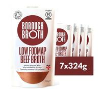 Low FODMAP Beef Broth by Borough Broth - Organic Bone Broth - Onion & Garlic Free - High in Collagen for Healthy Skin & Joints - High Protein, Low Calorie - Grass Fed - Delivered Chilled 7 x 324g