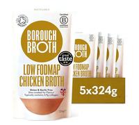 Low FODMAP Chicken Broth by Borough Broth - Organic Bone Broth - Onion & Garlic Free - High in Collagen for Healthy Skin & Joints - High Protein, Low Calorie - Free Range - Delivered Chilled 5 x 324g