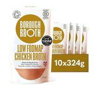 Low FODMAP Chicken Broth by Borough Broth - Organic Bone Broth - Onion & Garlic Free - High in Collagen for Healthy Skin & Joints - High Protein, Low Calorie - Free Range - Delivered Chilled 10 x 324g