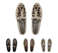 Low Heel Loafers For Women Leopard Print Flat Shoes Womens Comfortable Lightweight Casual Flats Walking Traveling Slip On Pumps Lace-Up Round Top Shoes For Women Uk Summer Walking Trainers