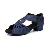 Low Heel Women Ballroom Dance Shoes Salsa Batchata Social Beginner Practice Wedding Dancing 1.5in Heels YT04, Dark Blue, 8 UK