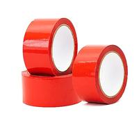 Low Noise 50MM x 66M Coloured Packaging Tape for Parcels and Boxes Heavy Duty Coloured Box Packing Tape Provides a Strong, Secure and Sticky Seal for Your Boxes (Red, 3 Tapes)
