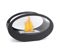 Low Noise Tabletop Fireplace, 15.7" Oval Ethanol Fireplace Tabletop Fire Pit, Indoor Portable Art Fireplace Decoration, Black for Bedroom