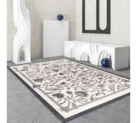 Low Pile Big Rugs for Living Room 200x300cm,Floral Designs,Washable,Soft for Bedside,Balcony,Hall Light Grey