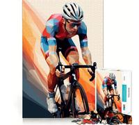 Low Poly Cyclist Jigsaws 1000 Pieces for Adults Sharp Thinking Smooth Thick Fun Activity Home Display (50x75cm)