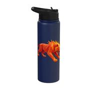Low Poly Fiery Tiger Geometric Roaring Power Stainless Steel Insulated Water Bottle
