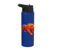 Low Poly Fiery Tiger Geometric Roaring Power Stainless Steel Insulated Water Bottle