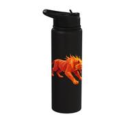 Low Poly Fiery Tiger Geometric Roaring Power Stainless Steel Insulated Water Bottle