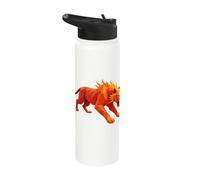 Low Poly Fiery Tiger Geometric Roaring Power Stainless Steel Insulated Water Bottle