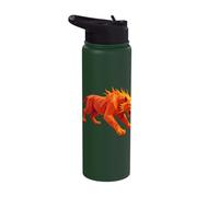 Low Poly Fiery Tiger Geometric Roaring Power Stainless Steel Insulated Water Bottle