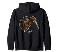 Low Poly Kiwi Geometric Brown Zip Hoodie