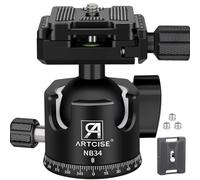 Low Profile Ball Head Heavy Duty Camera Tripod Ball Head 36mm Diameter with Two 1/4" Quick Release Plates for Camera Tripod, Monopod, DSLR,Max Load 33lbs /15kg