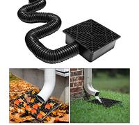 Low Profile Catch Basin Drain Kit Downspout Extender, 9"×9" Catch Basin Gutter Downspout Extensions with 2.56" ID Flexible Pipe, Pipe Stretched Length 5ft, Protect House Foundation