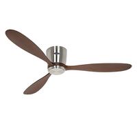 Low profile Ceiling fan without light Plano Wood WiFi Chrome Walnut DC Fan Motor
