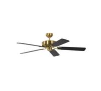 Low profile Ceiling fan without Light Satin Brass & Black 132 cm 52" Bedroom fan