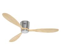 Low profile Ceiling fan without lights Plano Wood WiFi Chrome Wood DC Fan Motor