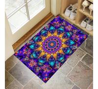 Low Profile Door Mat 60 x 120 cm - Washable Non Slip Kaleidoscope Mandala Doormat Indoor Outdoor Psychedelic Style Absorbent Floor Mats Entrance Rug for Inside, Entry way, Front Door, Kitchen - Purple