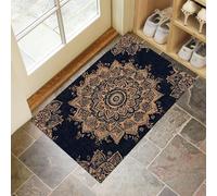 Low Profile Door Mat 80 x 120 cm - Washable Non Slip Beautiful Mandala Doormat Indoor Outdoor Indian Art Absorbent Floor Mats Entrance Rug for Inside, Entry way, Front Door, Kitchen - Rose Gold