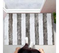 Low Profile Door Mat 90 x 150 cm - Washable Non Slip Retro Vertical Lines Doormat Indoor Outdoor Grunge Absorbent Floor Mats Entrance Rug for Inside, Entry way, Front Door, Kitchen - Grey