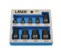 Low Profile Impact Hex Socket Bit Set 1/4"D, 3/8"D 9pc - Laser 6726 New