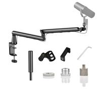 Low Profile Microphone Arm, Metal Desk Low Profile Adjustable Mic Boom Stand, Cable Management Suitable for Blue Yeti, Snowball iCE, HyperX QuadCast,SoloCast,Elgato Wave, Black