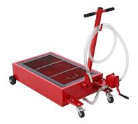 Low Profile Oil Drain Pan, 76L Large Capacity Oil Change Pan with Manual Pump, T Foldable Hand, 2.44m Hose & Swivel Casters Wheels, Heavy Duty Draining Tray for Car, SUV, RVs, Trucks Oil Draining