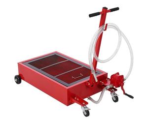 Low Profile Oil Drain Pan, 76L Large Capacity Oil Change Pan with Manual Pump, T Foldable Hand, 2.44m Hose & Swivel Casters Wheels, Heavy Duty Draining Tray for Car, SUV, RVs, Trucks Oil Draining