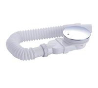 Low Profile Shower Drain, with 90 Degree Bend, High Shower Drain, Flexible Corrugated Pipe, Mucol Anti-Clogging Design with Trash Basket