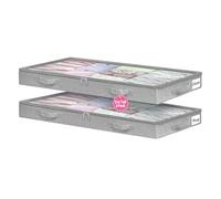 Low Profile Under Bed Storage, 3 Inches High Underbed Storage Containers Bins, NO STRUCTURE, Foldable Clothes Storage and Organizer with Lid & Zipper, Shallow Storage for Low Bed Couch Crib, 2-Pack