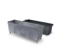 Low Rectangle Concrete Planter Floor Standing Indoor Outdoor Patio Plant Pot 3 Colours Grey Black (Marengo)