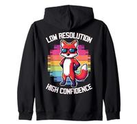 Low Resolution High Confidence Fox Funny Zip Hoodie