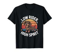 Low Rider High Spirit Dachshund Retro Sunset T-Shirt
