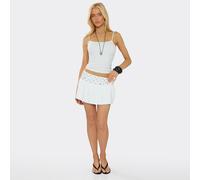Low Rise Button Detail Mini Shift Skirt In White, Women's Size UK 6