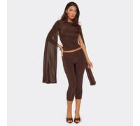 Low Rise Capri Trousers In Chocolate Brown Slinky, Women's Size UK 14