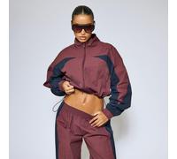 Low Rise Contrast Panel Track Pants In Plum Shell, Women's Size UK 14