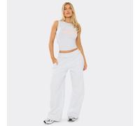 Low Rise Distressed J'Adore Dior Graphic Wide Leg Joggers In Grey, Women's Size UK 14