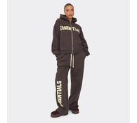 Low Rise Drawstring Yellow Essential Graphic Wide Leg Joggers In Chocolate Brown, Women's Size UK 6