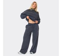 Low Rise Embroidered Essential Graphic Joggers In Washed Charcoal Grey, Women's Size UK 8